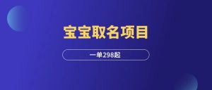 宝宝取名项目,一单298起,保姆级教程!-羽富社星球