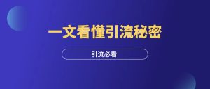 一篇文章看懂:引流推广怎么做?-羽富社星球