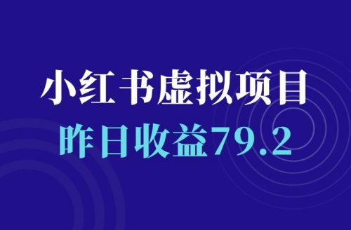 小红书虚拟资料项目实操:昨日收益79.2-羽富社星球